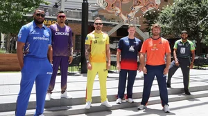 X/MI New York : All six team captains pose ahead of the start of Major League Cricket 2024.